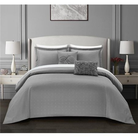 CHIC HOME Chic Home BCS16201-BIB-US Hadley Comforter Set - Queen Size- Grey - 9 Piece BCS16201-BIB-US